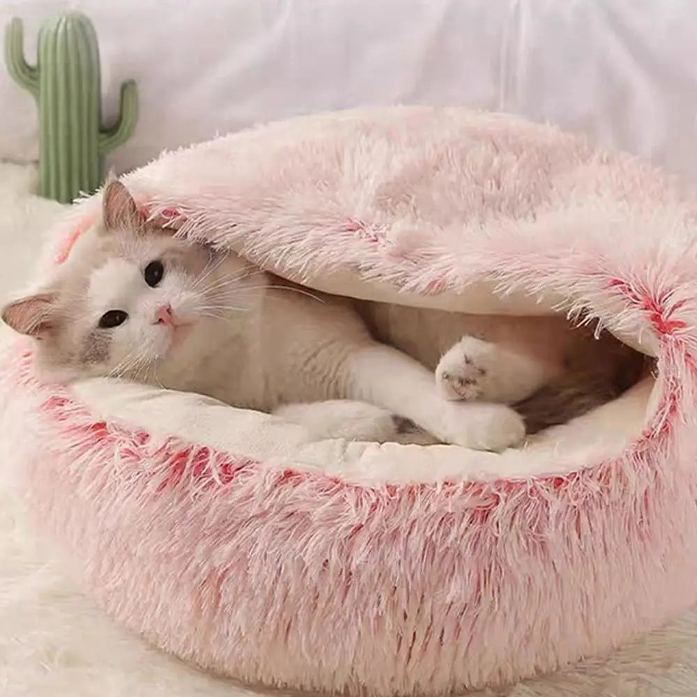 Winter Plush Round Cat Bed Pet Mattress Warm Soft Comfortable Basket Cat Dog 2 in 1 Sleeping Bag Nest for Small Dogs
